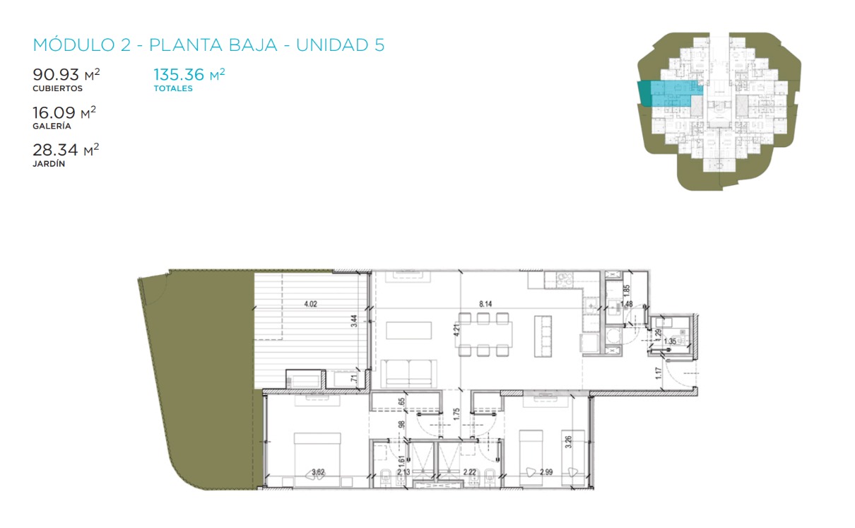 Departamento de 3 habitaciones en Manantiales La Barra